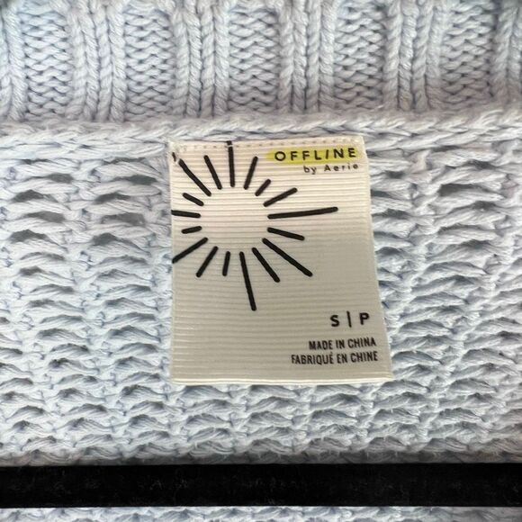 Offline by Aerie Women's V-Neck Open-Knit Sweater Blue Size S - Picture 3 of 6